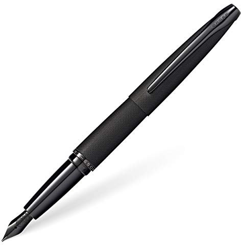 Cross ATX Füllfederhalter (F-Feder, gefrästes Diamantmuster, inkl. Premium Geschenkbox) gebürstetes schwarz, 1 Stück (1er Pack)