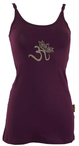 GURU SHOP Yoga Top av ekologisk bomull OM, damer, toppar & t-shirts alternativ kläder, Plommon, 38 SE