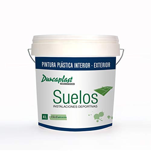 DURCAPLAST pintura de suelos para pistas deportivas, garajes y pavimentos en general de hormigón, cemento, asfalto y mortero. Color Blanco Mate, 4 Litros.