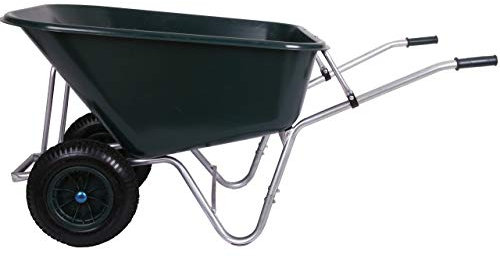 Schubkarre 200 Liter bis 250 kg Belastbarkeit, PVC, grün (Gartenkarre Bauschubkarre Baukarre Gartenschubkarre für Baustelle, Pferde-Stall, Garten, Laub, Bauschutt)