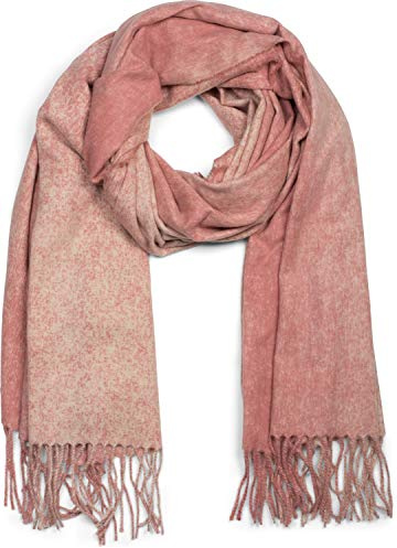 styleBREAKER Unisex weicher melierter Schal mit langen Fransen, Winter, Stola 01017109, Farbe:Altrose