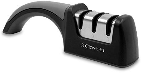 3 Claveles 28005 Profesional afiladores de Cuchillos Base Antideslizante Piedra afilar guiado Disco con Recubrimiento de Diamante fácil Agarre, Plástico