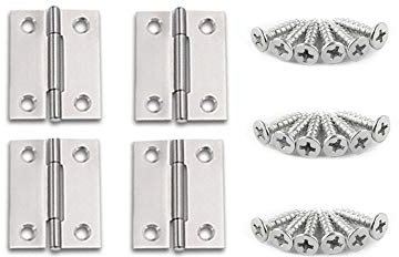 YOFASEN Edelstahl Türscharnier - Schrankscharnier Wohnmöbel Scharniere Klappscharnier mit M3.5 * 16mm Schrauben, Silber, 1.5 Zoll(38 * 30 * 1.0mm) - 4pcs