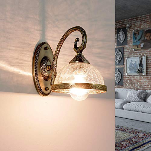 Licht-Erlebnisse Wandleuchte Jugendstil antik Metall & Glas stilvoll klassisch E14 Wohnzimmer Schlafzimmer Flur Innen Wandlampe