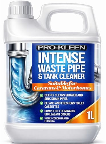 Pro-Kleen Intense Waste Pipe and Tank Cleaner For Caravans and Motorhomes (1 Litre) - Deeply Cleans Shower & Sink Drain Pipes - Cleans & Freshens Toilet Cassettes - Eliminates Unpleasant Odours