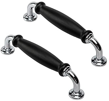 SYDARSYN 2 Stück Schwarz Matt Schrankgriff Vintage Bogengriffe Türknöpfe Schubladengriff Möbelgriff Möbel Knöpfe Küchen Schrank Griffe Ziehgriff Lochabstand 128mm