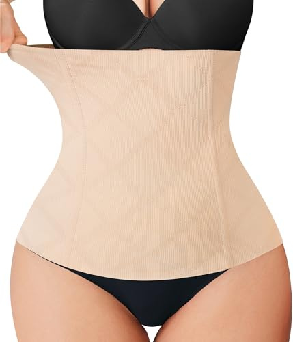 Nebility Womens' Waist Trainer Tummy Control Waist Cincher Slim Body Shaper (Beige Without Hook, XL)