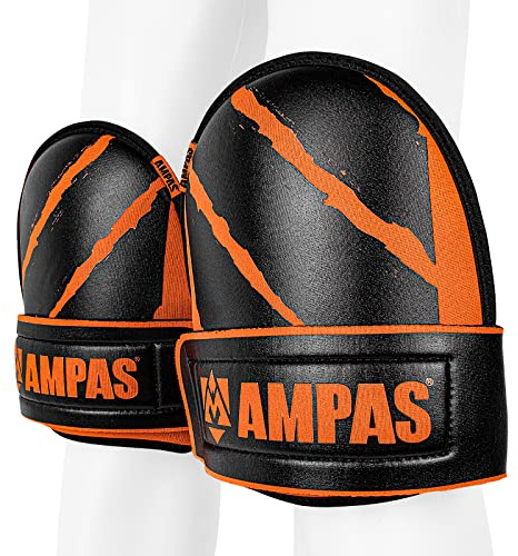 AMPAS Flooring and Roofing Work Knee Pads, Neoprene Kneepads & Non-Marking Leather Cover, Comfortable Kneeling Cushion for Gardening, House Cleaning, Construction Work
