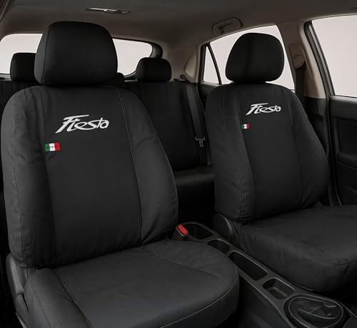 Auto Accessori Lupex - Sitzbezüge für Autositz, kompatibel Autositzbezüge für Fiesta, schwarz, Made in Italy, Set Sitzbezüge für Vorder- und Rücksitze, Polyester-Gewebe, Auto-Innenbezüge
