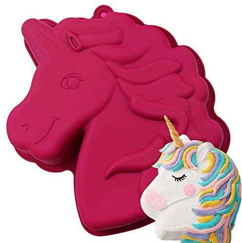 HGSHUO Silikonformen Einhorn Backform Kuchenform Silikon Form 3D Kuchenbackform Mousse Schokoladenformen Motivbackformen Gelee Dessert Soap Geburtstag Halloween Weihnachten