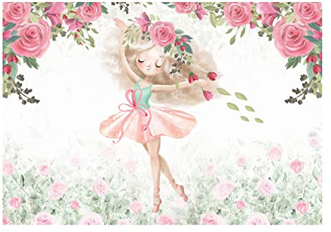 WallArena - Vlies Fototapete Kinderzimmer Tänzerin 104x70 cm - Fototapeten - Fototapeten Tapeten für Kinder Kindertapete - Vliestapete Wandtapete Tapete 3D Effekt - Rosa Blumen