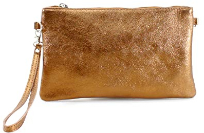 clicktostyle Shinny Metallic Leather Wristlet Clutch Pouch Purse Handbag Women Crossbody Strap Shoulder Bag 8890