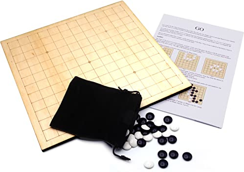 Brimtoy Go Game Set (Goban) 24cm - Ancient Japanese Board Game - Half Size Wooden Go Board 13 x 13 Grid - Supplied with 169 Go Stones and Instructions - Handmade in the UK