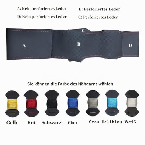 Für Mercedes Für Benz W203 Für C-Klasse 2001-2007 GKMHiR DIY Schwarz Lenkradbezug Kunstleder Auto Lenkradbezug Lenkrad Abdeckung (Color : Gray Thread)