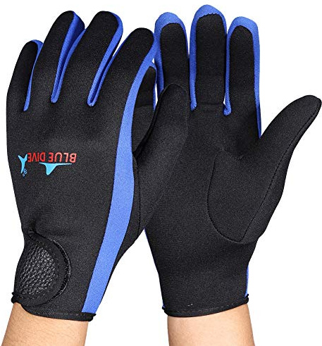 1 Paar/Set Tauchen Neopren Schnorcheln Kajak Surfen Wassersport Handschuhe, Rutschfeste Warme Schnorchel Tauchhandschuhe, für Bootfahren Surfen Wassersport Speerfischen Schnorcheln(Schwarz Blau)