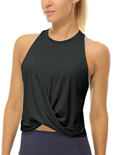 icyzone Damen Sport Tank Top Racerback Yoga Fitness Crop Top Ärmelloses Gym Shirt Oberteile