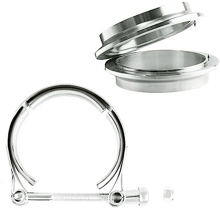 Godimg 3 pulgadas (76 mm) Kit de abrazadera de banda en V,incluso acero inoxidable V banda abrazadera y brida de hierro para tubo de escape de turbina