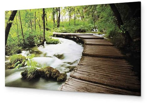 B&D XXL - Akustikbild Wald Bilder Akustikschaum Hochleistungsschallabsorber Schallschutz Leinwand 1 tlg Wandbild Raumakustik Schalldämmung Waldlandschaft Natur Panorama c-B-0161-b-a