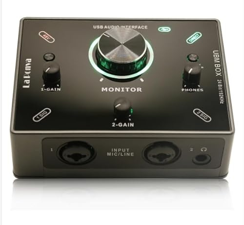 2024 La Ponva Schlankes und kompaktes USB-Audio-Interface mit Dual-Combo-XLR/6,3-mm-Eingängen mit 48 V Phantomspeisung, 24 Bit 192 kHz