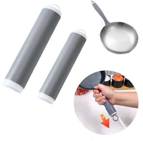 RUIENGCOMM Heat Resistant Silicone Pot Handle Insulation Cover, Non-Slip Anti-Scald Handle Sleeve, Grey, 16.5cm x 3.8cm