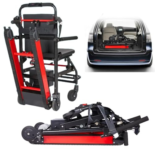 WOLWES Elektrischer Faltbarer Rollstuhl, Treppensteig-Rollstuhl, Aluminium, Schwarz
