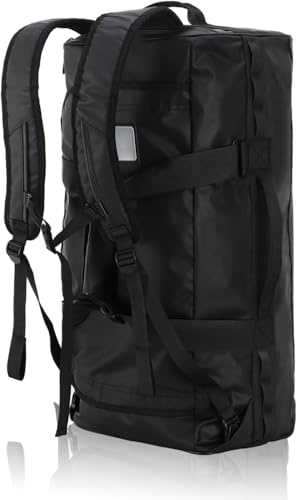 Haimont Reisetasche Sporttasche mit robusten Reisetaschen für Männer und Frauen, Camping mit umwandelbaren gepolsterten Rucksackträgern, Overnight, Wasserdicht, 60L/Schwarz