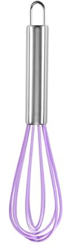 WYLZLKX Manual Silicone Whisk Manual Eggs Beater Durable Kitchen Pastry Tools Cake Baking Utensil Mixer for Baking and Cooking-Purple-8 inches