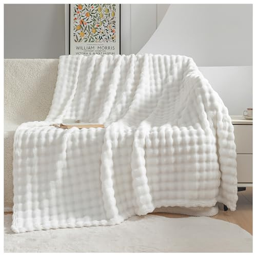 NUODWELL Soft Warm Flannel Throw Blanket, Cozy Fuzzy Bed Blanket, Large Fluffy Rabbit Fur Blanket for Bedroom, Couch, Sofa (Beige, 150 * 200CM)