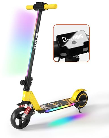 E-RIDES Elektroroller Kinder ab 6-12 Jahren,E Scooter mit Bunter Regenbogenlicht,5-8KM Reichweite,Faltbarer Elektro Scooter Kinder,130W Elektroscooter, Jugendliche