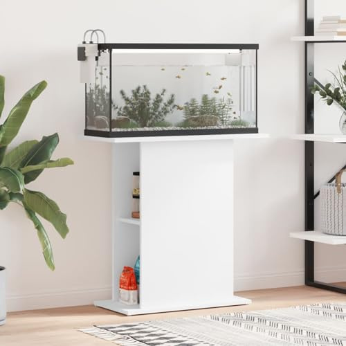 Mengtu Aquarienständer aus Holzwerkstoff, weiß, 75x36x72,5 cm, mit Stauraum, Montage erforderlich Model833647