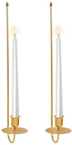 Derwrtup Candelero con Aplique de Pared,Aplique de Pared con Vela,Candelero de Pilar con Apliques para Velas - 2 Apliques Decorativos de Pared, candelabros de Metal Dorados para decoración de Pared,