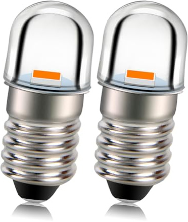 Ruiandsion 2PCS E10 LED Bulbs 3V Yellow 100Lm E10 Miniature Screw LED Lamps Replacement Bulbs Upgrade for Flashlights Torch Light