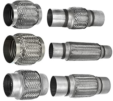 Auto Auspuff Endrohr 2 Stück Edelstahl Schalldämpfer Auspuff Flexrohre Auto Auspuff Flexible Rohr Schläuche Auspuffgelenk 51mm 65mm 75mm Auto Auspuffblende(51x48x100mm)
