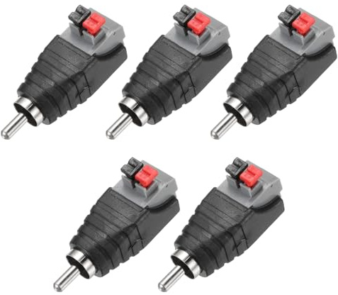 sourcing map 5 Pack Speaker RCA Male Speaker Wire Cable RCA Female Speaker Wire Adapter to Audio Male Female RCA Connector Adapter Plug Jack, Black
