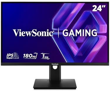 ViewSonic XG24G1 Gaming Monitor 180 Hz, 24 Zoll, 1 ms MPRT, G-Sync Kompatibel, IPS Panel, HDR 10, Winkel und Höhe Verstellbar, Rahmenlos, HDMI 2.0 x 2, DisplayPort