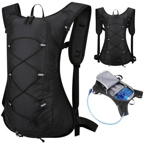 Chaleco de hidratación, Chaleco de Carrera Transpirable Impermeable, 16.1x11.4x3.9 Agua con Tira Reflectante, Mochila con Cremallera para Senderismo
