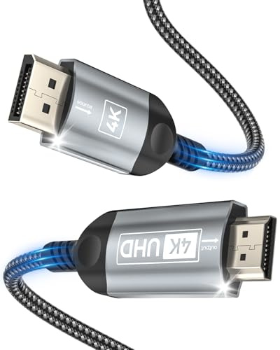 Nersligek 4K DisplayPort zu HDMI Kabel 5M, DP zu HDMI Stecker UHD 4K@30Hz/2K@60/1080P@120 Nylon DP zu HDTV Uni-Direktionales Kabel für Dell, Projektor, Desktop, AMD, NVIDIA, Lenovo, HP, ThinkPad