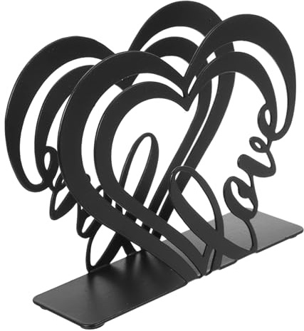CONGARTENO Servilletero Práctico de Hierro Diseño de Corazón Negro Soporte Multifuncional para Servilletas para Fiestas y Uso Familiar