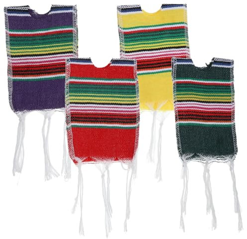 SOLUSTRE 4stücke Teiliges Mexikanische Flaschenponchos Aus Bunte Serapes Flaschenüberzüge Für Cinco De Mayo Partydekoration Geeignet Für Bier Wasserflaschen Farbenfrohe Feststimmung