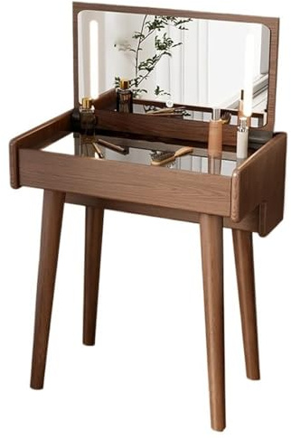 Tavolo Trucco Toletta in legno massello Tavolino da trucco moderno piccolo Mini armadietto portaoggetti da comodino ribaltabile Toeletta for trucco for camera da letto integrata Toilette con specchio(