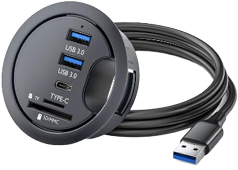 Suoumwa Docking Station Mount in Desk USB HUB 3.0 with Multi USB 3.0 Adapter SD/TF Card Reader Desktop Organizer USB Splitter