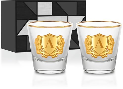 Onebttl Personalised Shot Glass Set for Men, Custom Alcohol Gifts for Tequila, Vodka, or Whiskey Lovers, Unique Birthday, Christmas Gifts for Him, A