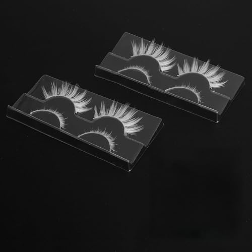 KQDRAVINE 2 Paires Faux Cil Blancs Haut & Bas, Faux Cils Manga Lashes avec un Longs Volume Naturel, Cils pour Cosplay Maquillage Halloween Séances Phot