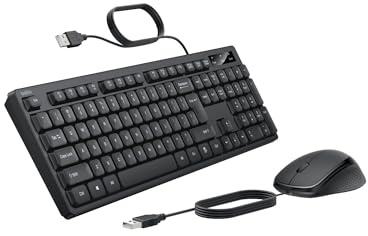 Belkin Connect Wired Keyboard and Mouse Combo - USB A Keyboard Set w/Wired Mouse, Ergonomic Design - Perfect for Home, Office, Desk, Compatible with Laptop, PC, Windows - Black