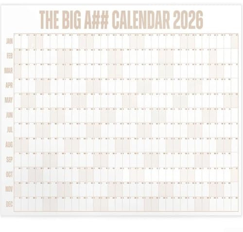 Big Dry Erase Wall Calendar 2026 Full Year 12 Month Overview 4ft x 3ft Size with Color Coding System for Family Planning Goal Achievement and Home Office Organization(Khaki)