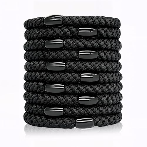 10 Pcs Hair Bobbles,Black Color Elastic Hair Ties for Women and Girls, Thick No Damage Bands, Snag-Free Rubber Bands for Updos & Braids(Black)