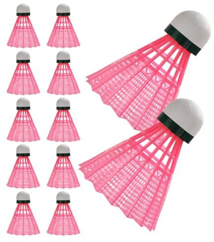 DIYEAH Lot de 12 Volants de Badminton en Plastique Coupe-Vent Rose, Légers et Résistants, Volants D'entraînement pour École et Jeux en Extérieur, Équipement Sportif pour Badminton