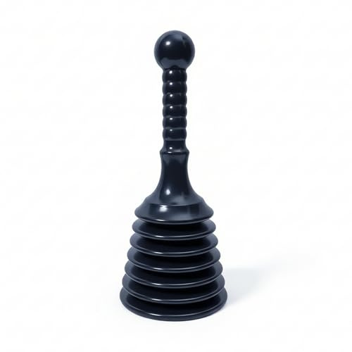 Heavy Duty Toilet Plunger, Drain Unblocker Tool for Bathroom and Kitchen Sink, Powerful Rubber Drain Plunger for Toilet Sink Shower Bath, Plumbing Drain Cleaner Tool (Black)