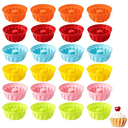 gsgfuis 24 Stück Kürbis Backform Set aus Silikon, Kleine Kürbisformen für Muffins & Cupcakes, Halloween Backzubehör, Mehrfarbige Kuchenform für Herbst und Erntedankfest, Küchendeko