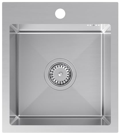 SINK Quality Lavello Cucina 40x45 cm | Acciaio Inox 304 | Vasca Singola Antigraffio PVD | Insonorizzato e Anticondensa | Sifone Salvaspazio Incluso | Ideale per Base 40 cm